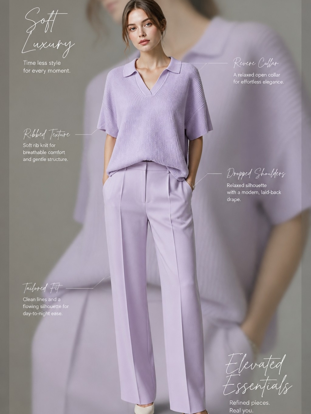 Lavender Knit Polo Sweater - Picture 2 of 10